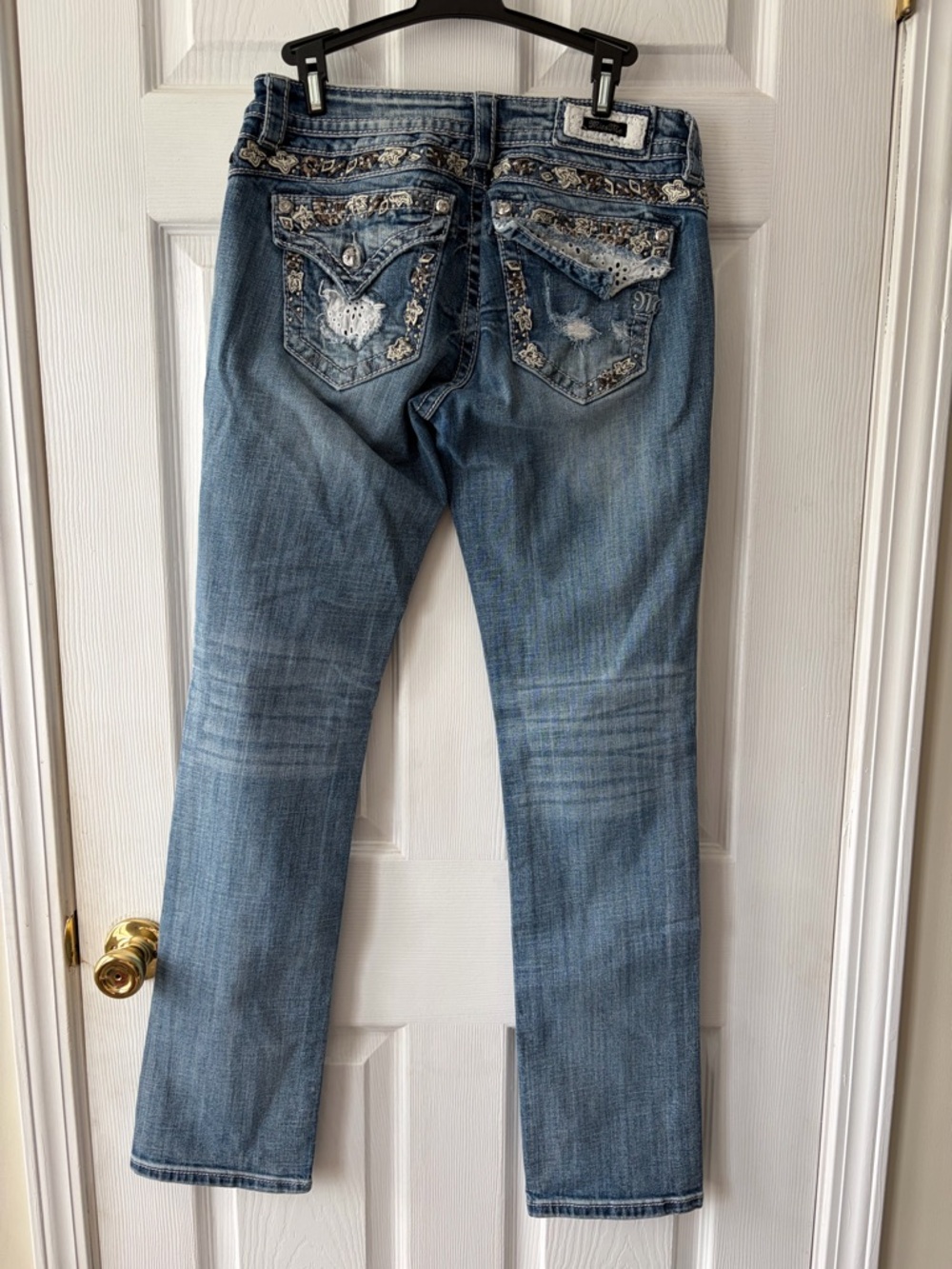 Miss Me Light Blue Embellished Straight Leg Jeans